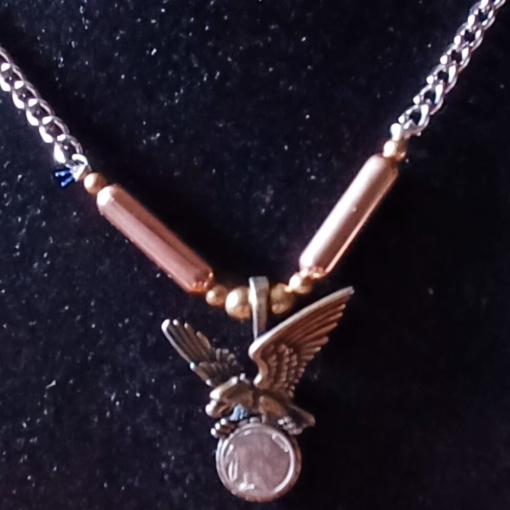 Eagle Necklace Hanging onto an "Indian Head Nickle"